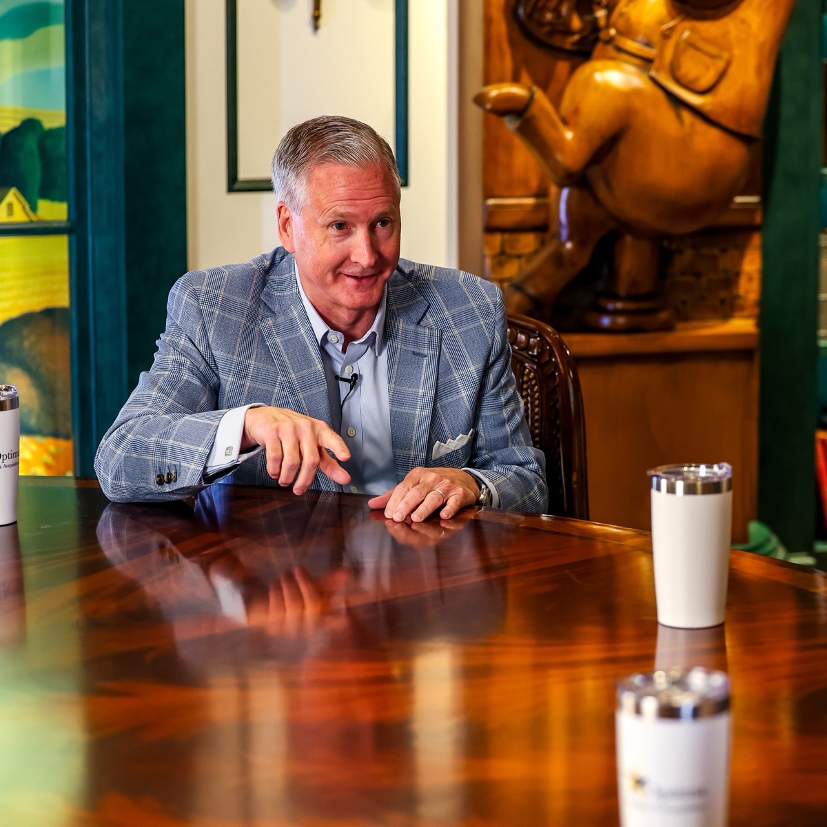 Brint Ryan, founder of Ryan LLC, on the set of The Deal Table